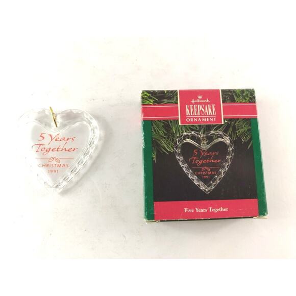 Hallmark Keepsakes Ornament Christmas Five Years Together Heart 1991 - Picture 3 of 6